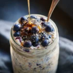 Overnight oats vs oatmeal weight loss breakfast jar with blueberries
