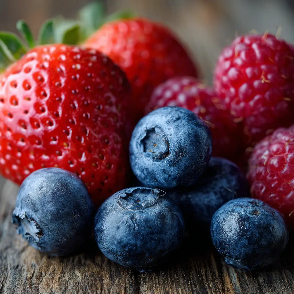Antioxidant berries for overnight oats with blueberries and strawberries