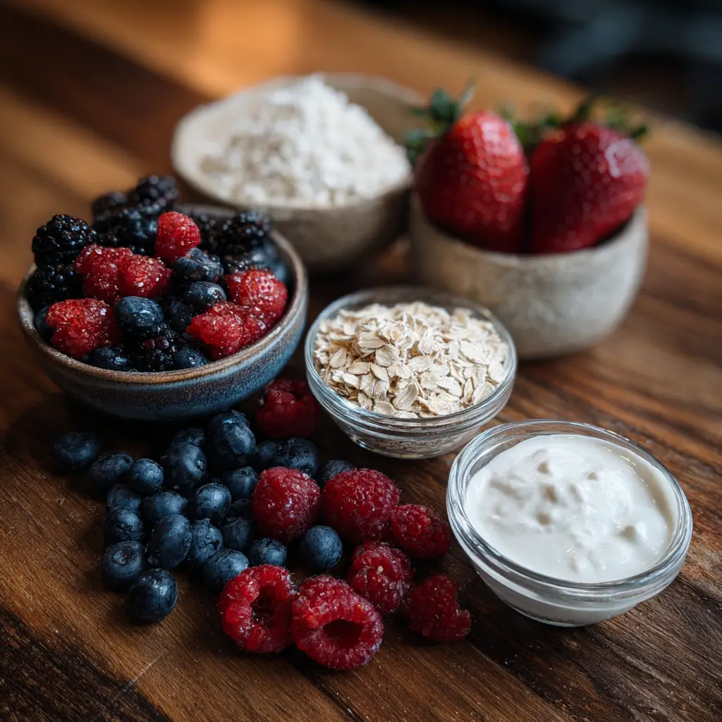 Ingredients for berry overnight oats for diabetics