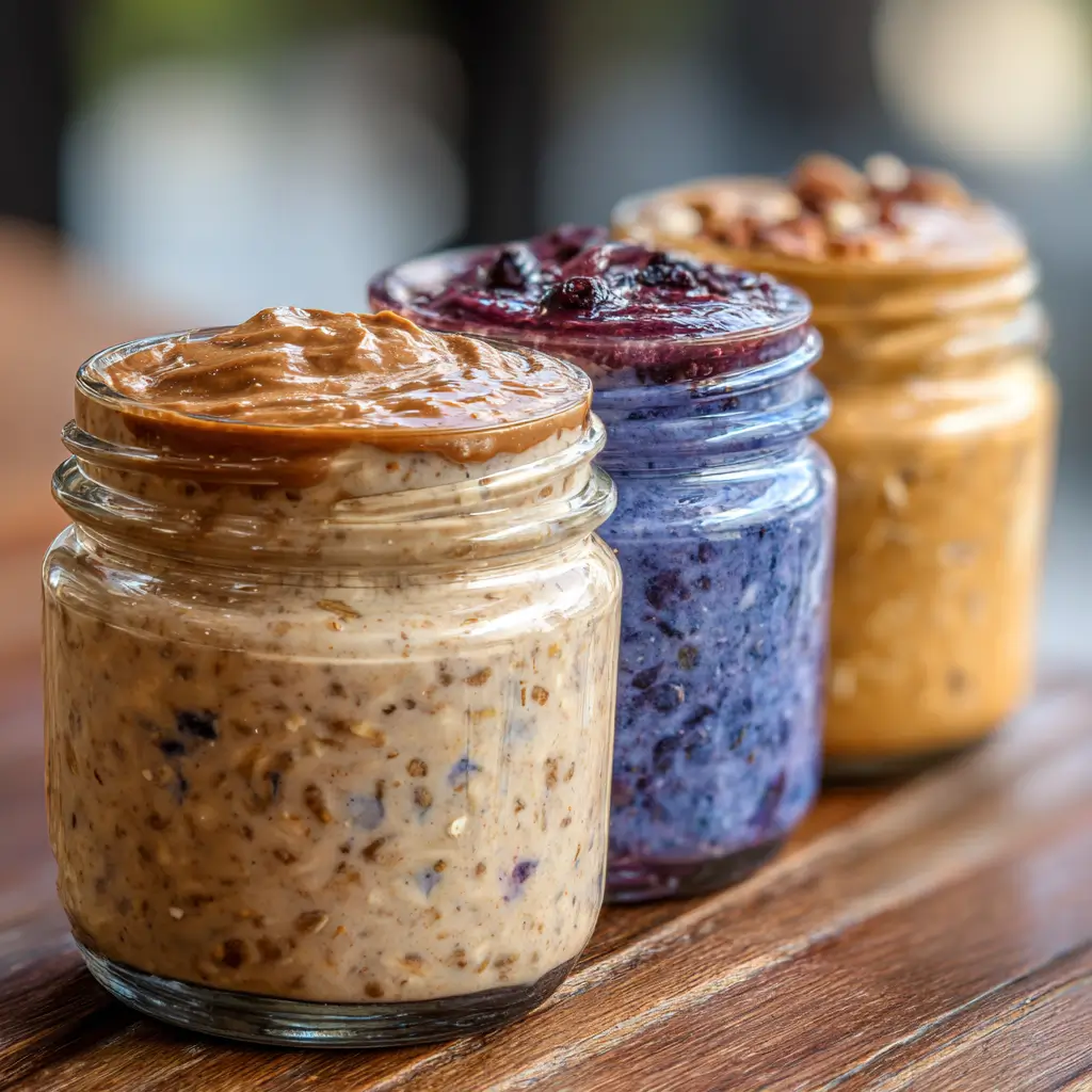 Flavor variations of high protein gluten free overnight oats