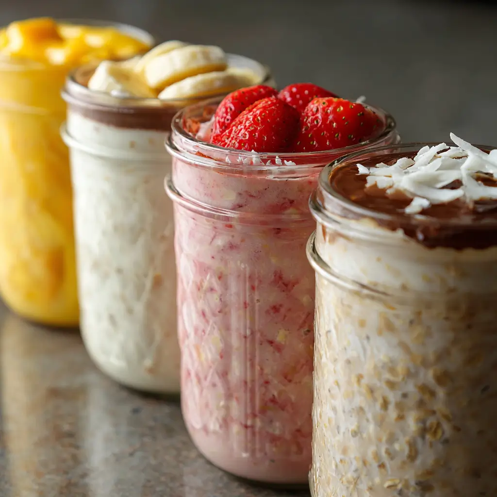 Flavor variations of Greek yogurt protein overnight oats