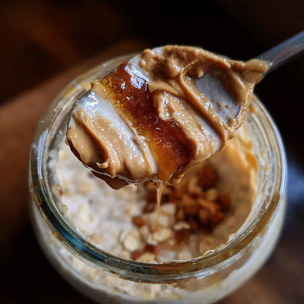 Stirring nut butter into overnight oats