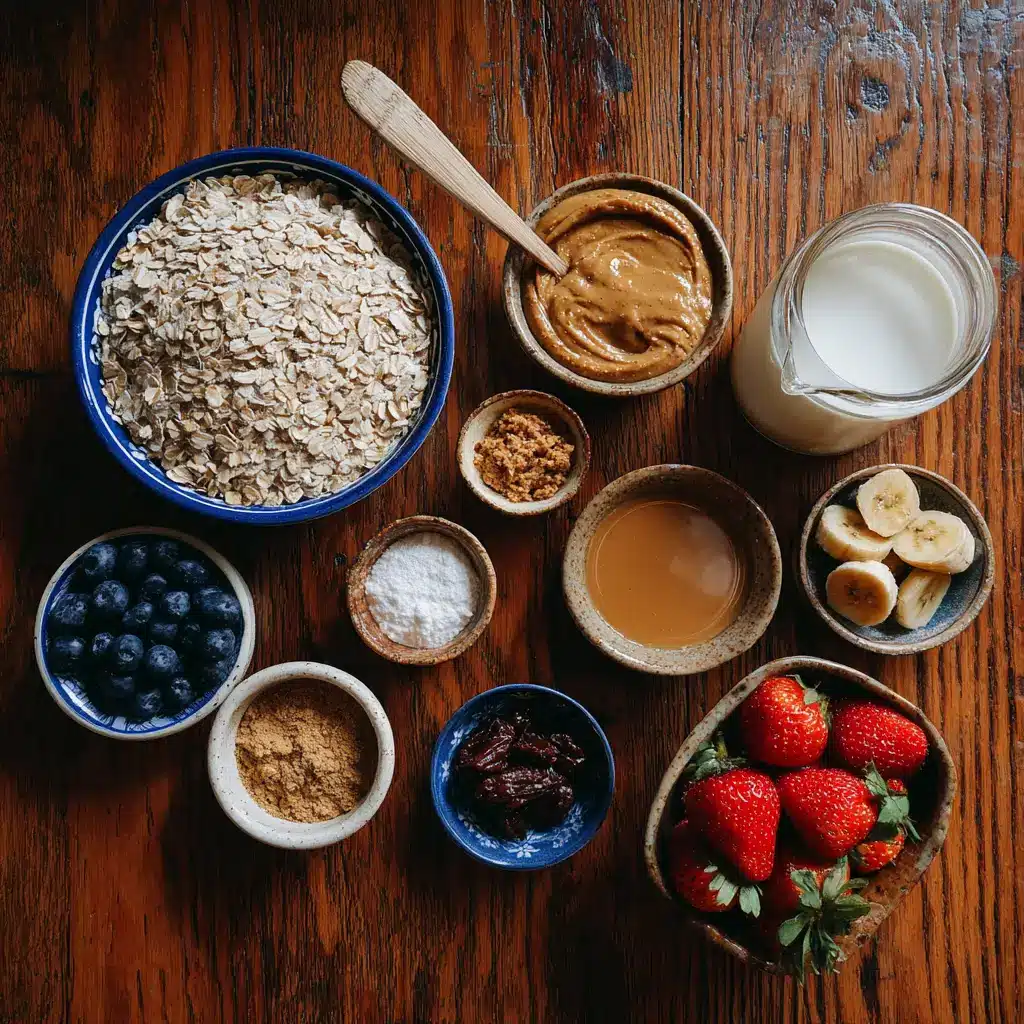 Ingredients for nut butter overnight oats on counter