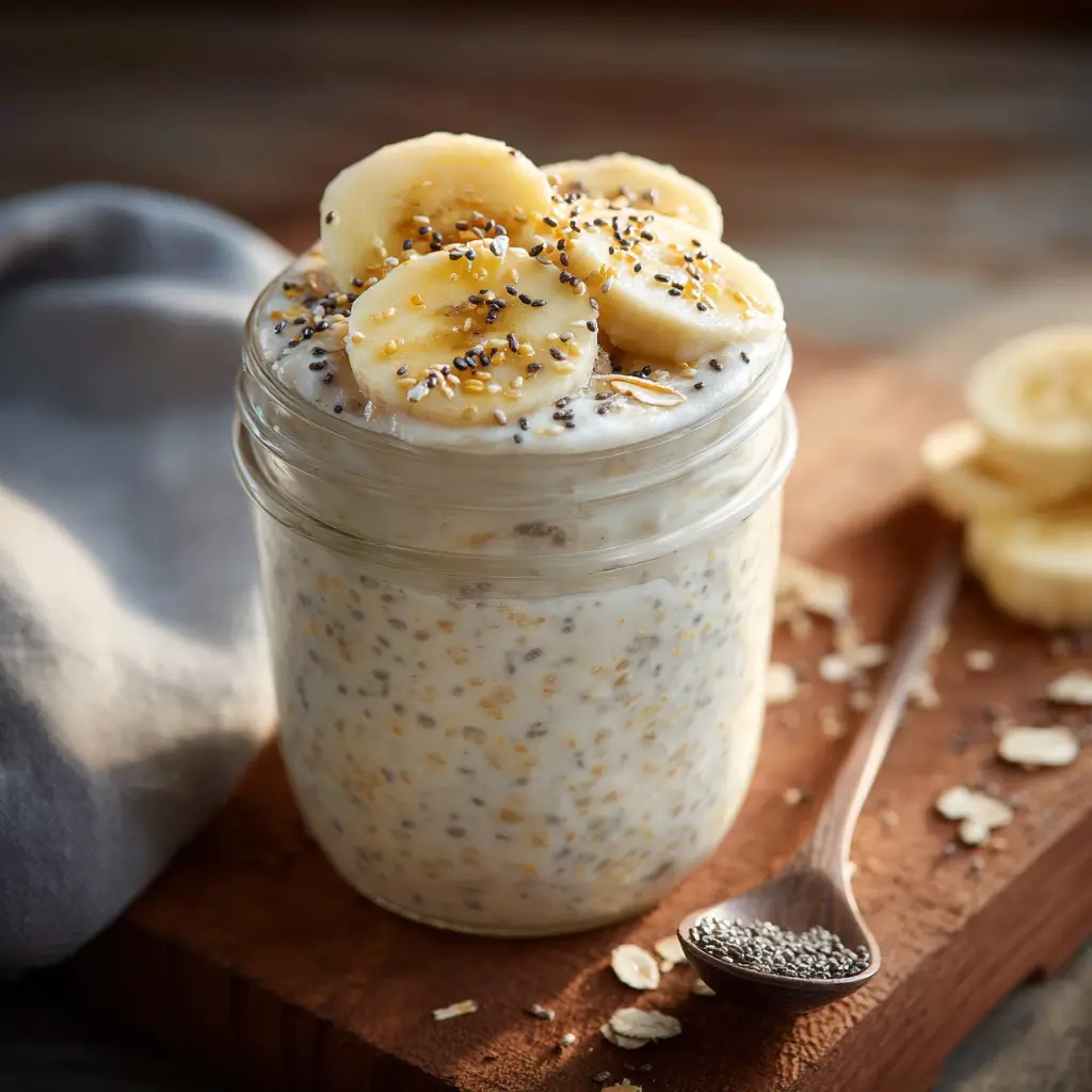 oats pre workout breakfast with banana and chia seeds