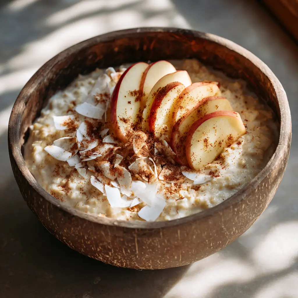 apple cinnamon paleo oats breakfast bowl
