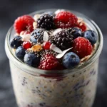 collagen paleo oats breakfast with berries and coconut