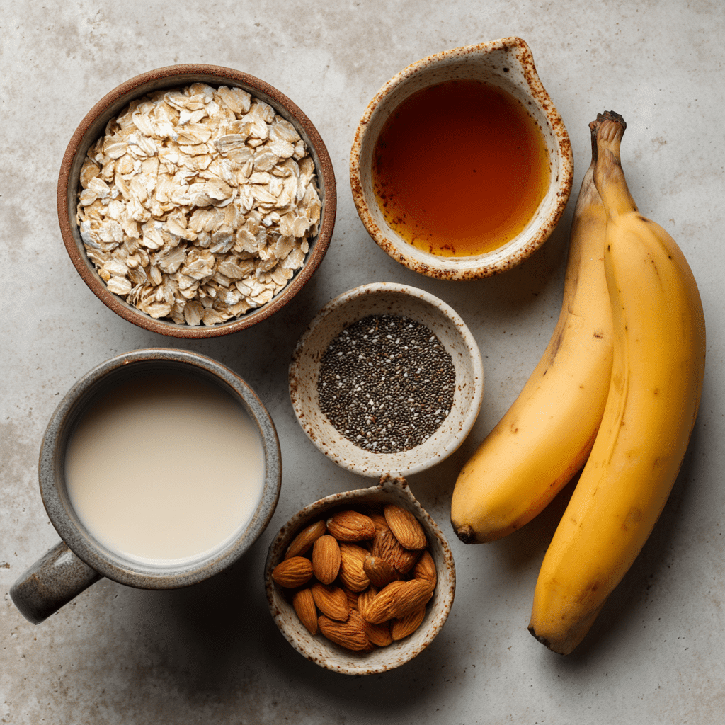 Ingredients for meal prep dairy free overnight oats