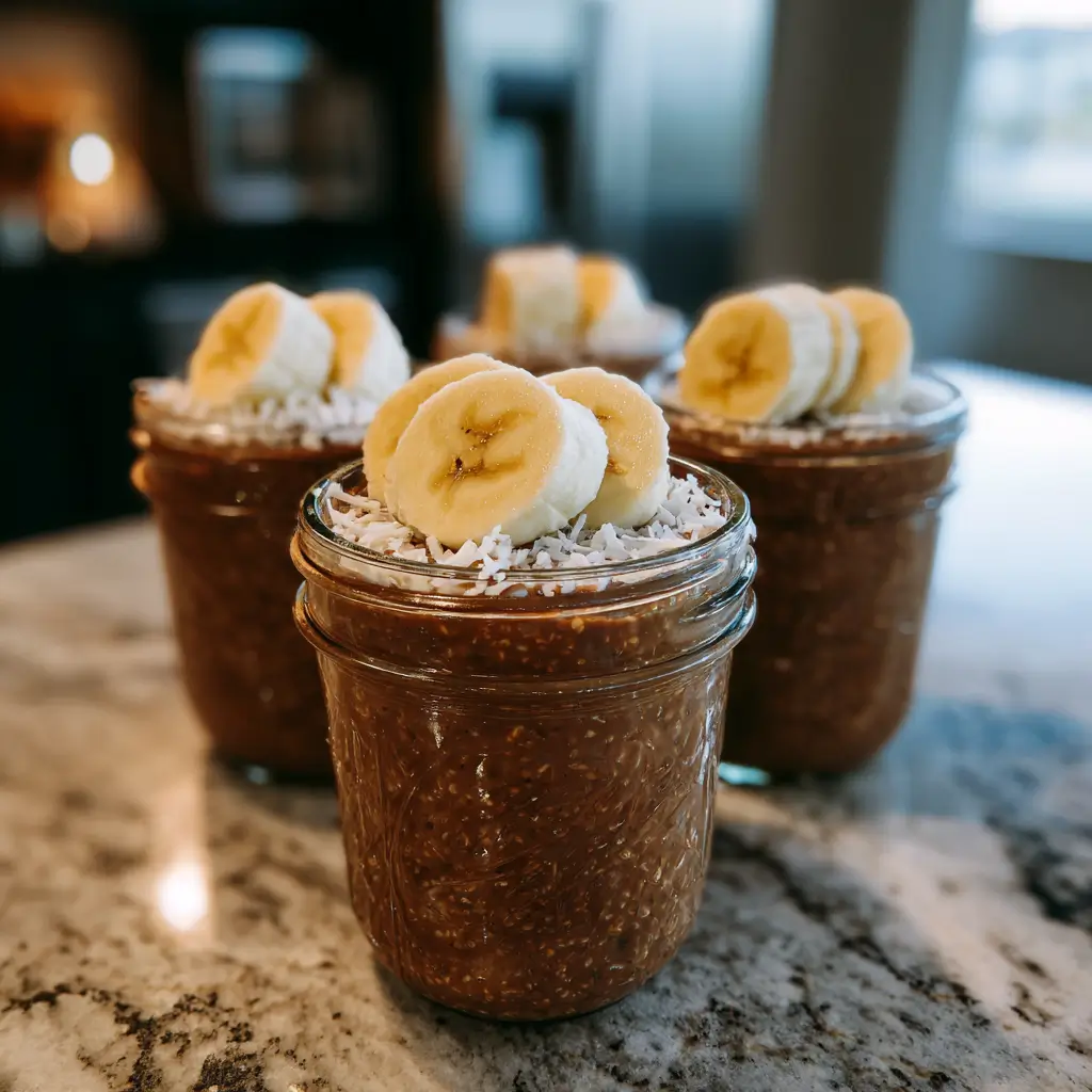 Meal prep jars of chocolate paleo oats